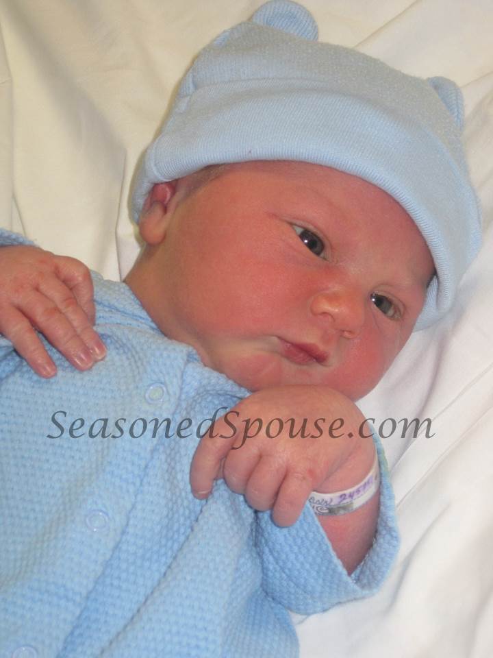 Military baby, born during a deployment, in a hurricane