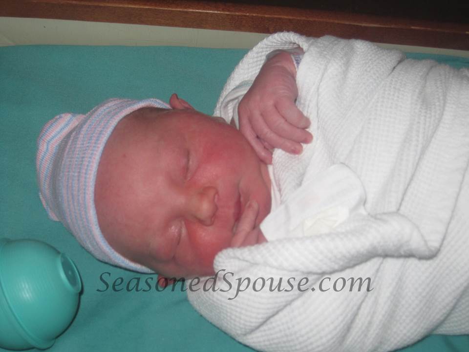 Newborn baby, born during a deployment in a hurricane