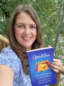 military marriage author with Open When book
